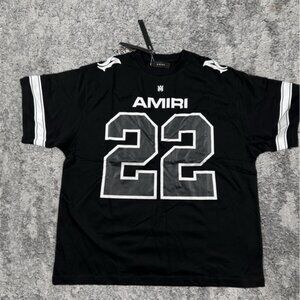 AMIRI 22 Jersey Black Tee Mens Size Large or Medium MA logo